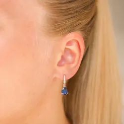 dråbeformede øreringe i 9 karat guld med safir og zirkon - Gold Collection