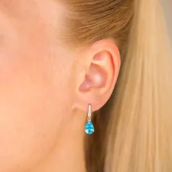 dråbeformede øreringe i 9 karat guld med topas og zirkon - Gold Collection