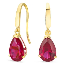 dråbeformede øreringe i 9 karat guld med rubin og zirkon - Gold Collection