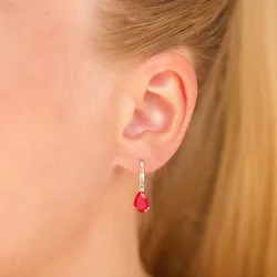 dråbeformede øreringe i 9 karat guld med rubin og zirkon - Gold Collection