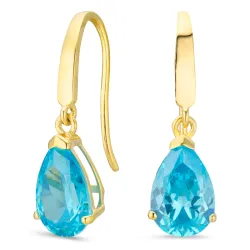 dråbeformede øreringe i 9 karat guld med topas og zirkon - Gold Collection