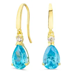 dråbeformede øreringe i 9 karat guld med topas og zirkon - Gold Collection