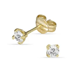 3,5 mm ørestikker i 9 karat guld med zirkon - Gold Collection