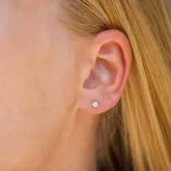 3,5 mm ørestikker i 9 karat guld med zirkon - Gold Collection