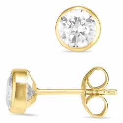 5 mm runde ørestikker i 9 karat guld med zirkon - Gold Collection