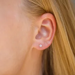 1/2 par 3 mm øreringe i 9 karat guld med zirkon - Gold Collection