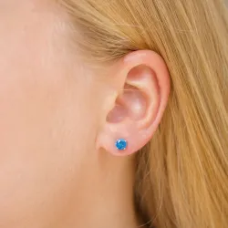 runde ørestikker i 9 karat guld med zirkon - Gold Collection