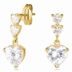 hjerte øreringe i 9 karat guld med