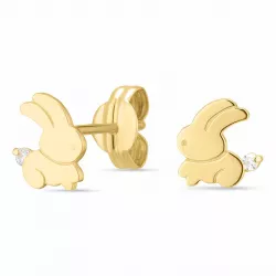 kanin øreringe i 9 karat guld med 