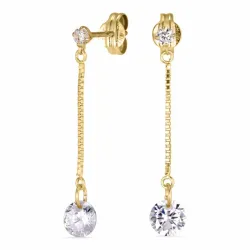lange kæde øreringe i 8 karat guld med zirkon - Gold Collection