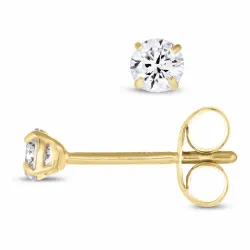 3 mm ørestikker i 9 karat guld med zirkon - Gold Collection