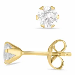 4 mm ørestikker i 9 karat guld med zirkon - Gold Collection