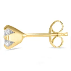 5 mm 1/2 par ørestikker i 9 karat guld med zirkon
