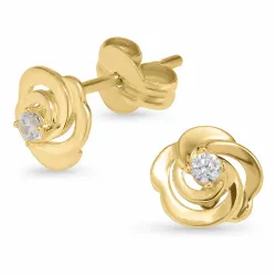 blomster øreringe i 9 karat guld med zirkon - Gold Collection