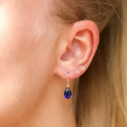 dråbe blå øreringe i 9 karat guld med syntetisk safir