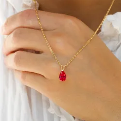 dråbe pink vedhæng i 9 karat guld - Gold Collection