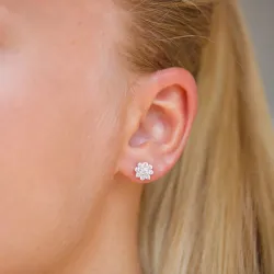 blomster ørestikker i 9 karat guld med zirkon - Gold Collection