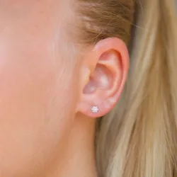 små blomster ørestikker i 9 karat guld med zirkon - Gold Collection