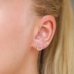 runde zirkon ørestikker i 9 karat guld med zirkon - Gold Collection