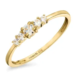 smal hvid zirkon ring i 9 karat guld