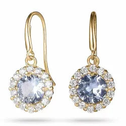 lange blå øreringe i 9 karat guld med zirkon og zirkon - Gold Collection