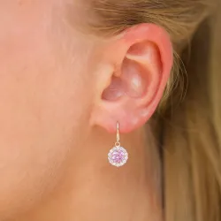 lange lyserød øreringe i 9 karat guld med zirkon og zirkon - Gold Collection