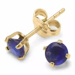 runde ørestikker i 9 karat guld med zirkon - Gold Collection