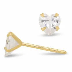 5 mm hjerte øreringe i 9 karat guld med zirkon - Gold Collection