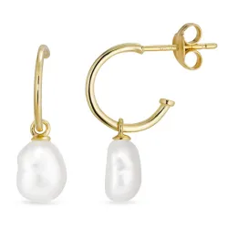 perle halvcreoler i 9 karat guld - Gold Collection