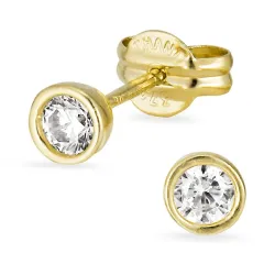 3 mm ørestikker i 9 karat guld med zirkon - Gold Collection