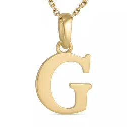 bogstav G halskæde i forgyldt sølv med vedhæng i 9 karat guld - My Letter