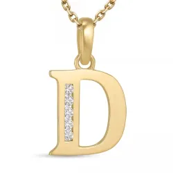 bogstav D zirkon halskæde i forgyldt alloy med vedhæng i 9 karat guld - My Letter