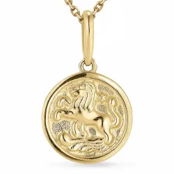 stjernetegn løven halskæde i forgyldt sølv med vedhæng i 9 karat guld - Gold Collection