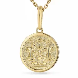 stjernetegn vægten halskæde i forgyldt sølv med vedhæng i 9 karat guld - Gold Collection