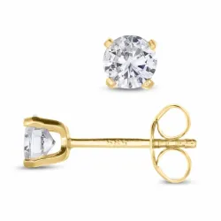 4,5 mm runde øreringe i 14 karat guld med zirkon - Gold Collection