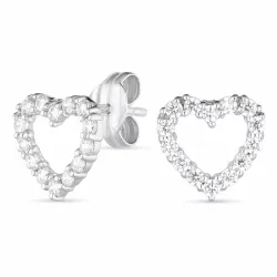 hjerte øreringe i 14 karat hvidguld med 