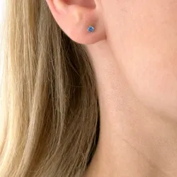 3 mm runde øreringe i 14 karat guld med zirkon - Gold Collection