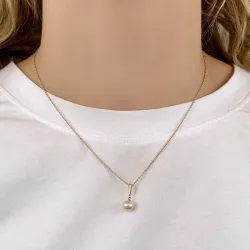 hvid perle vedhæng i 14 karat guld - Gold Collection