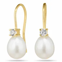 dråbe øreringe i 14 karat guld med zirkon - Gold Collection