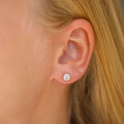 5 mm runde øreringe i 14 karat guld med zirkon - Gold Collection