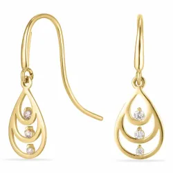 dråbe guldøreringe i 14 karat guld med zirkon - Gold Collection