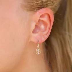 dråbe guldøreringe i 14 karat guld med zirkon - Gold Collection