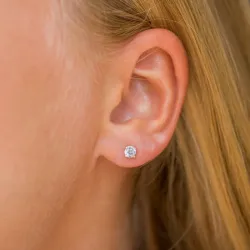 4 mm runde øreringe i 14 karat guld med zirkon - Gold Collection