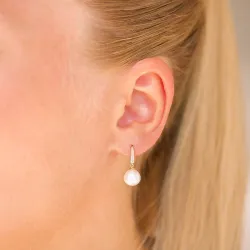 perle øreringe i 14 karat guld med zirkon - Gold Collection