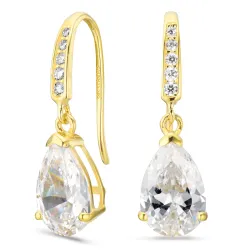 dråbeformede øreringe i 14 karat guld med zirkon - Gold Collection