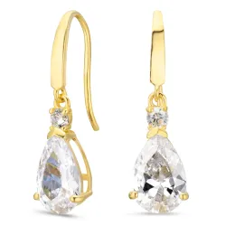 dråbeformede øreringe i 14 karat guld med zirkon - Gold Collection
