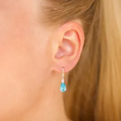 dråbeformede øreringe i 14 karat guld med topas og zirkon - Gold Collection