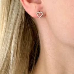 hjerte øreringe i 14 karat guld med zirkon - Gold Collection