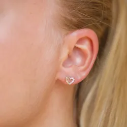 hjerte øreringe i 14 karat guld med zirkon - Gold Collection