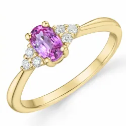 pink safir diamantring i 14 karat guld 0,65 ct 0,102 ct